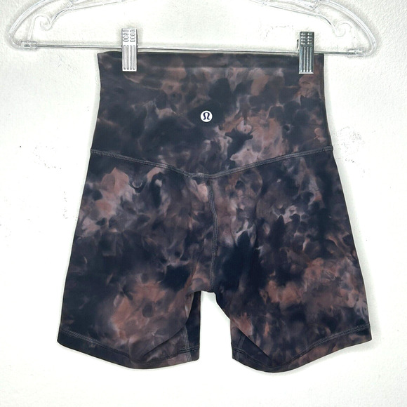 Lululemon Diamond Dye Graphit Gray Peach Pastel Align High-Rise Shorts 2 - Picture 6 of 11